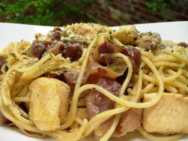 American Awesome Spaghetti Carbonara W Chicken Appetizer