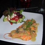 American Prawns in a Creamy Mushroom and Vermouth Sauce Dinner