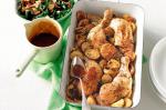 American Trayroasted Chicken With Potatoes And Garlic Gravy Recipe Dinner