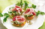 American Smashed Chat Potatoes With Garlic and Herb Cheese And Prosciutto Recipe Appetizer