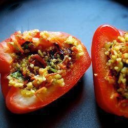 American Peppers Stuffed with Bulgur and Vegetables Appetizer