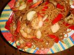 Ginger Chicken  Shrimp Stirfry With Sesame Noodles recipe