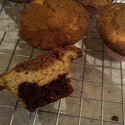 American Muffins with Chocolate Black White and with Milk Dessert