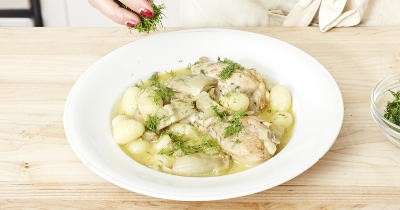 American Braised Chicken with Gnocchi and Artichokes Recipe Appetizer