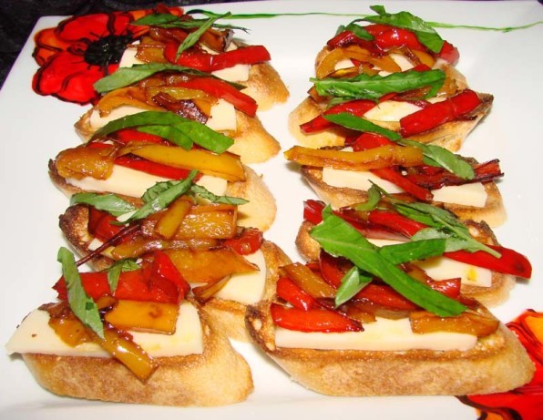 Australian Bruschetta With Sweet Peppers and Fresh Mozzarella Appetizer