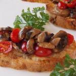 Italian Bruschetta with Mushrooms and Tomatoes Appetizer