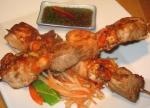 American Marinated Seafood Skewers With a Dipping Sauce Dessert