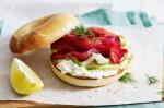 Australian Lemon And Dill Cream Cheese Bagel With Beetroot Cured Salmon Recipe Appetizer