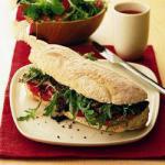 Sandwich with Steak Bovine Meat and Vegetables recipe