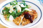 American Parmesan And Herb Schnitzel With Rocket And Pear Salad Recipe Appetizer