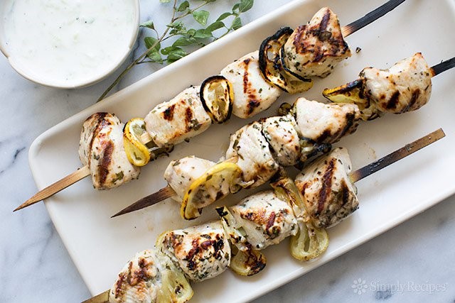 Australian Greek Lemon Chicken Skewers with Tzatziki Sauce Recipe BBQ Grill