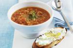 Australian Tomato and Red Lentil Soup With Feta and Olive Oil Crostoli Recipe Appetizer