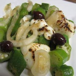 American of Okra Salad with Cheese Curd Appetizer