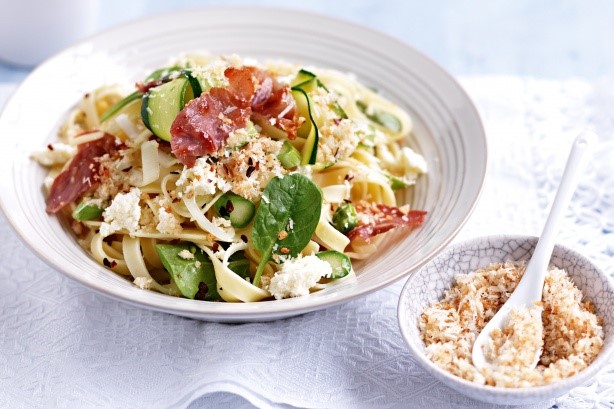 American Pasta With Greens and Garlic Crumbs Recipe Appetizer