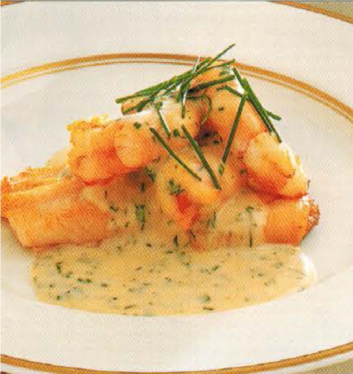 Canadian Prawns with Creamy Dill Sauce John Dory Appetizer