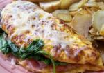 Swiss Fluffy Omelette With Ham Spinach and Swiss Cheese Breakfast