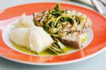 Swordfish With Italian Parsley Salad And Garlic Mash Recipe recipe