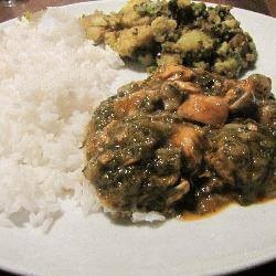 American Curry with Chicken Spinach and Mushroom Appetizer