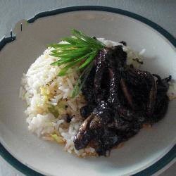 American Cuttlefish with Pilaf Spring Onions Appetizer