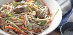 American New Soba Salad Recipe with Pork Breakfast Sausage Appetizer