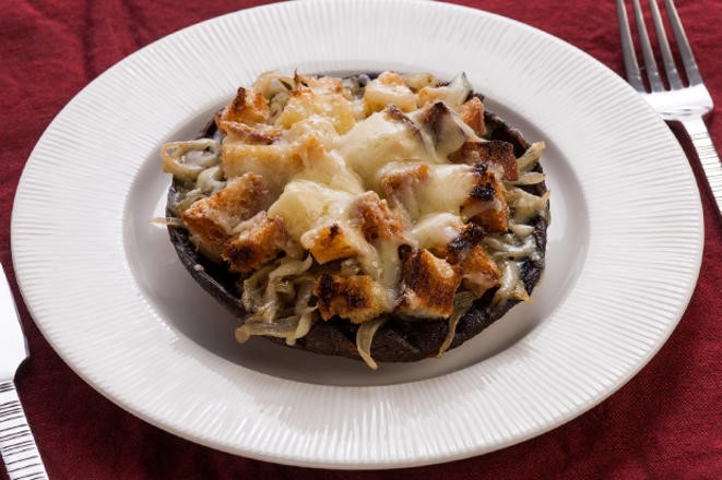 French Portobello Mushrooms Stuffed with French Onion Soup Recipe Appetizer
