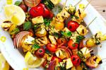 American Bbq Haloumi And Vegetable Kebabs Recipe Appetizer