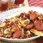 American Quinoa with Avocado Salad and Sausages Appetizer