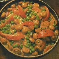 Indian Cream Curry of Mushrooms Peas and Tomato Appetizer