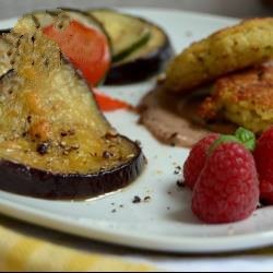 American Spicy Basil Couscouspatties on Raspberry Basil Pesto to Baked Ratatouille Appetizer