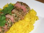 French Sesame Chili and Parsley Crusted Lamb Fillets Dinner