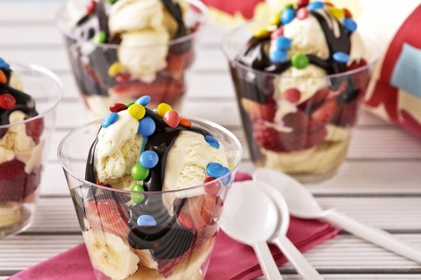 Canadian Banana Strawberry And Choc Icecream Sundae Recipe Dessert