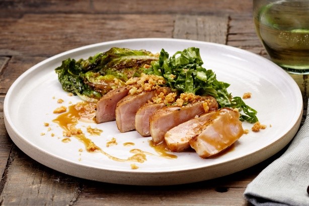 Australian Pan Seared Pork Loin With Cos Lettuce Recipe Appetizer