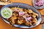American Tandoori Chicken Skewers With Herb Dip And Pickled Onions Recipe Appetizer