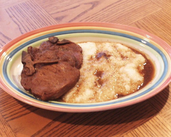 American Smothered Pork Chops in Red Eye Gravy Dinner