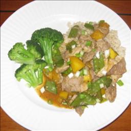 American Curried Pork and Mango Stir Fry Dinner