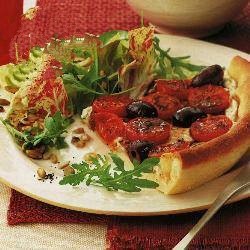 American Cake of Cherry Tomatoes with a Green Salad and Seeds Appetizer