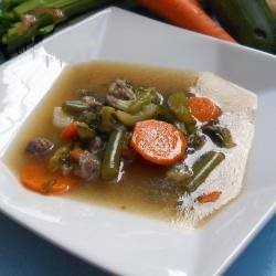 American Soup with Vegetables and Meat Dinner