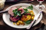 American Olivecrusted Roast Beef With Tomato and Herb Salad Recipe Appetizer