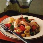 American Pasta with Shrimps and Cherry Tomatoes Appetizer
