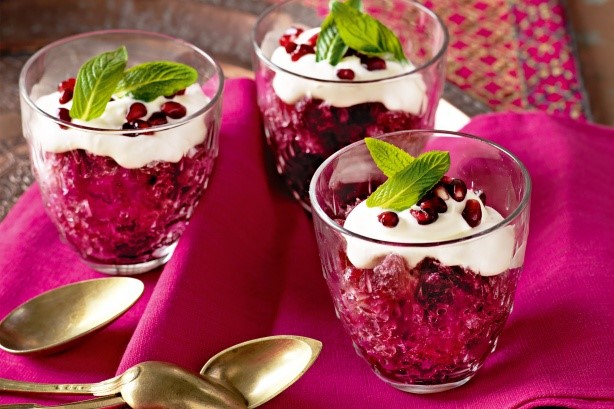 Australian Pomegranate Granita With Orange Cream Recipe Dessert