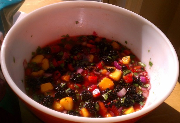 American Peach and Wild Blackberry Salsa Dessert