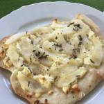 American Flammkuchen with Sheep Cheese and Pears Appetizer