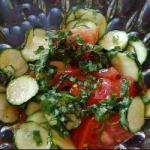 British Raw Courgette Salad with Tomato and Basil Appetizer