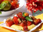 American Roasted Tomatoes Peppers and Eggplant over Soft Polenta Appetizer