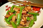 American Stirfried Tofu With Mushrooms Sugar Snap Peas and Green Onion Appetizer