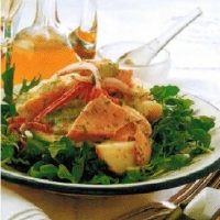 Poached Salmon Salad With Caper Dill Dressing recipe