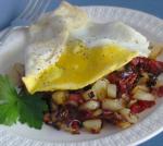 American Corned Beef Hash With Fried or Poached Egg Dinner