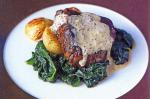 American Beef With Brandy Sauce On Spinach Recipe Appetizer