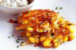 American Cheese And Corn Fritters With Chive Cream Recipe Appetizer