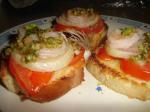 Shrimponion Crostini With Almondparsley Pesto recipe